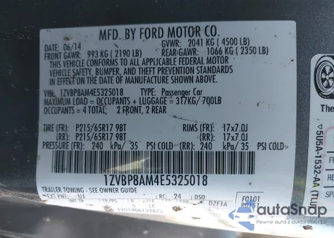 2014 Ford Mustang V6 from USA, damaged, VIN 1ZVBP8AM4E5325018